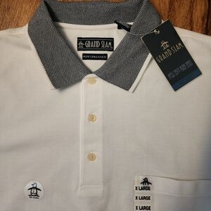 Grand Slam White Polo with Gray Collar and Sleeve Trim